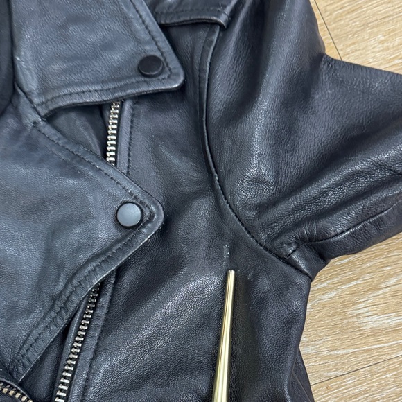 All Saints Balfern Biker Moto Leather Jacket Size 0 - Picture 15 of 16